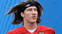 Trevor Lawrence #16 of the Jacksonville Jaguars participates in drills during Jacksonville Jaguars Mandatory Minicamp at TIAA Bank Field on June 14, 2021 in Jacksonville, Florida.
