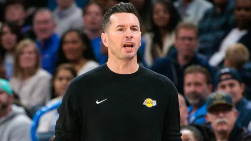 Los Angeles Lakers coach JJ Reddick watches game play during the first quarter against the Oklahoma City Thunder at Paycom Center on April 6, 2025 in Oklahoma City, Oklahoma.