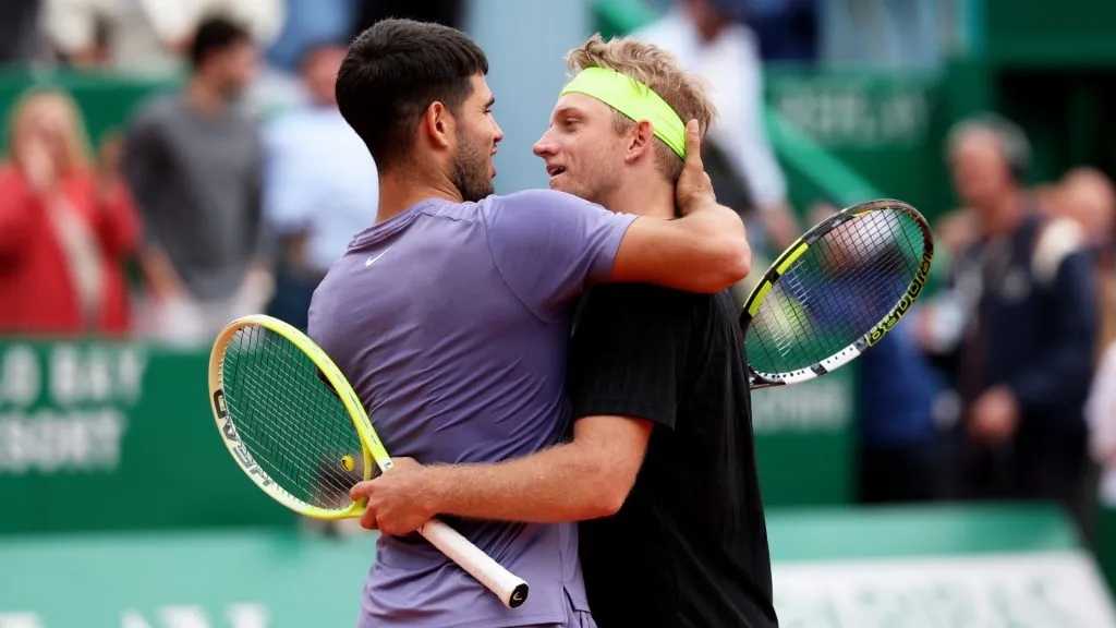 Carlos Alcaraz of Spain is congrateulated by his opponent Alejandro Davidovich Fokina of Spain after their semi final match. (Clive Brunskill/Getty Images)