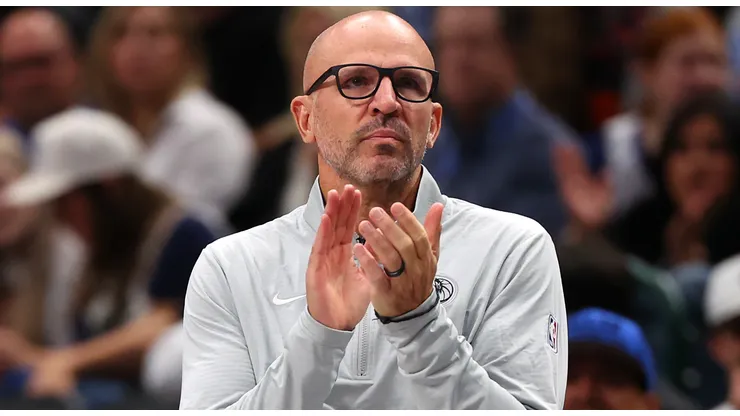 Head coach Jason Kidd of the Dallas Mavericks reacts during the second half of the game N at American Airlines Center on November 27, 2024 in Dallas, Texas.