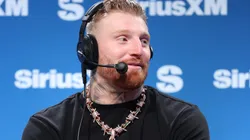 Maxx Crosby speaks on SiriusXM at Super Bowl LIX on February 06, 2025 in New Orleans, Louisiana.