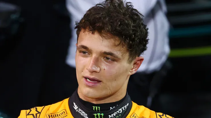 Race winner Oscar Piastri of Australia and McLaren and Third placed Lando Norris of Great Britain and McLaren talk in parc ferme during the F1 Grand Prix of Bahrain at Bahrain International Circuit on April 13, 2025 in Bahrain, Bahrain.