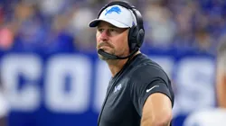 Head coach Dan Campbell of the Detroit Lions on the sidelines in the preseason game against the Indianapolis Colts at Lucas Oil Stadium on August 20, 2022 in Indianapolis, Indiana.