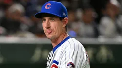 Manager Craig Counsell #11 of the Chicago Cubs returns to the dugout after the pitching change in the top of the seventh inning during the MLB Tokyo Series game against Los Angeles Dodgers at Tokyo Dome on March 18, 2025 in Tokyo, Japan.