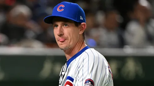 Manager Craig Counsell #11 of the Chicago Cubs returns to the dugout after the pitching change in the top of the seventh inning during the MLB Tokyo Series game against Los Angeles Dodgers at Tokyo Dome on March 18, 2025 in Tokyo, Japan.
