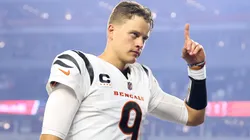 Joe Burrow #9 of the Cincinnati Bengals celebrates as he walks off the field after defeating the Los Angeles Rams in the game at Paycor Stadium on September 25, 2023 in Cincinnati, Ohio.