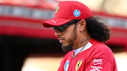 Lewis Hamilton of Great Britain and Scuderia Ferrari rides his scooter in the Paddock during previews ahead of the F1 Grand Prix of Bahrain at Bahrain International Circuit on April 10, 2025 in Bahrain, Bahrain.