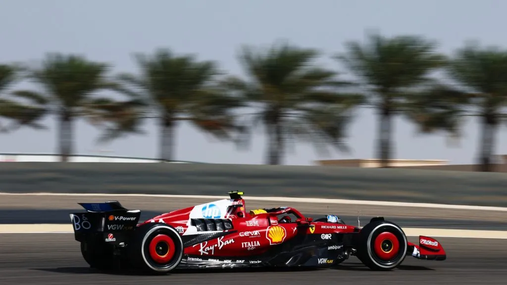 Lewis Hamilton of Great Britain driving the (44) Scuderia Ferrari SF-25 on track during practice ahead of the F1 Grand Prix of Bahrain at Bahrain International Circuit on April 11, 2025 in Bahrain, Bahrain.