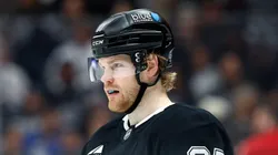 Warren Foegele #37 of the Los Angeles Kings in the third period at Crypto.com Arena on April 07, 2025 in Los Angeles, California.