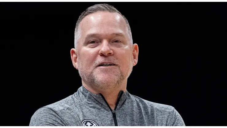 Head coach Michael Malone of the Denver Nuggets looks on in the first quarter during their game against the Charlotte Hornets at Spectrum Center on February 01, 2025 in Charlotte, North Carolina.