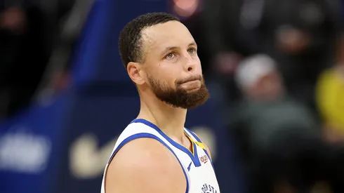 Stephen Curry #30 of the Golden State Warriors reacts at the end of their overtime loss to the LA Clippers.