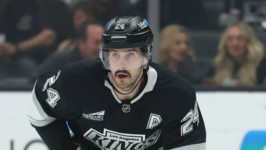 Phillip Danault #24 of the Los Angeles Kings in action against the Nashville Predators at Crypto.com Arena on March 15, 2025 in Los Angeles, California.