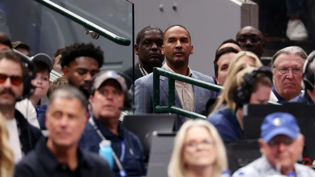 General Manager Nico Harrison of the Dallas Mavericks looks on against the Los Angeles Lakers during the fourth quarter at American Airlines Center. (Sam Hodde/Getty Images)