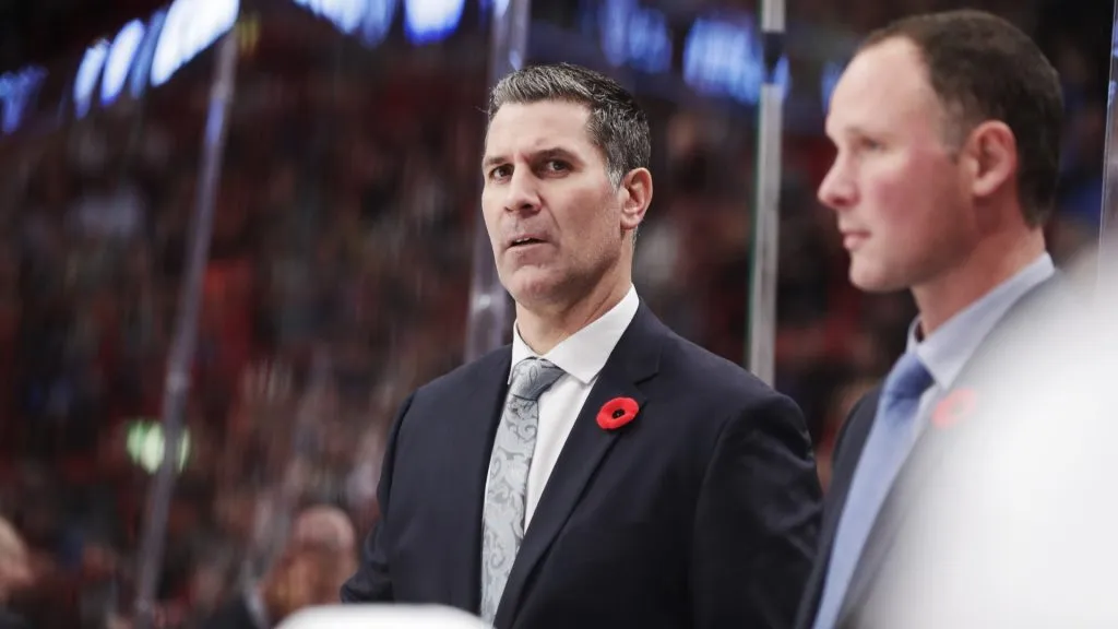 Jared Bednar, head coach of Colorado Avalanche during the 2017 SAP NHL Global Series match between Colorado Avalanche and Ottawa Senators at Ericsson Globe on November 11, 2017. (Source: Nils Petter Nilsson/Ombrello/Getty Images)
