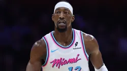 Bam Adebayo #13 of the Miami Heat in action against the Cleveland Cavaliers at Kaseya Center.