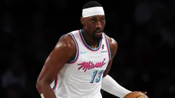 : Bam Adebayo #13 of the Miami Heat in action during the game against the Brooklyn Nets at Barclays Center on February 07, 2025 in the Brooklyn borough of New York City.