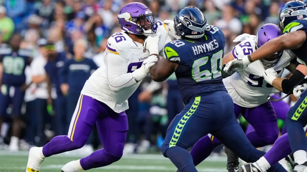 Defensive tackle Ross Blacklock #96 during his stint with the Minnesota Vikings on August 10, 2023 (Photo by Christopher Mast/Getty Images)
