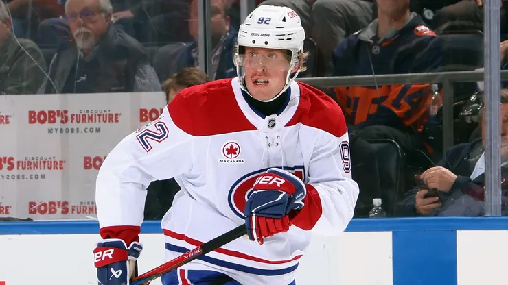 Patrik Laine #92 of the Montreal Canadiens skates against the New York Islanders at UBS Arena.