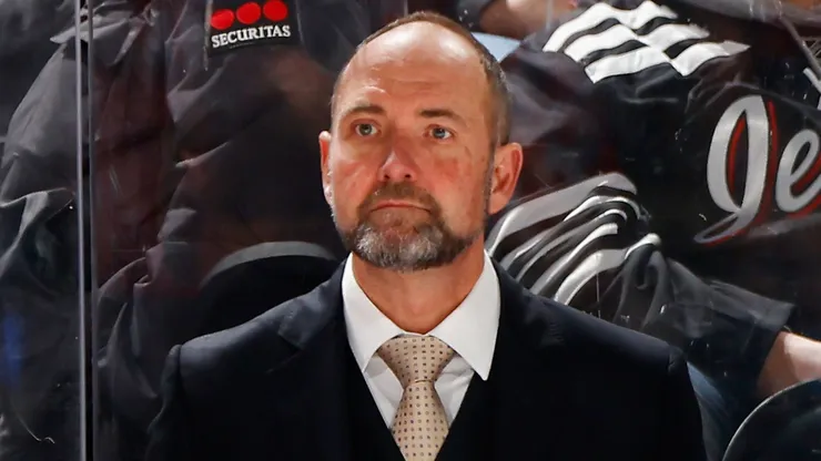 Head coach Pete DeBoer of the Dallas Stars prepares for his game against the New Jersey Devils at Prudential Center on January 20, 2024.
