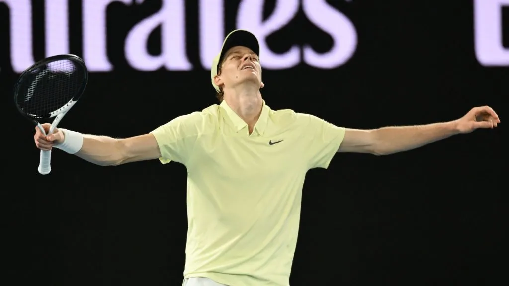 Jannik Sinner celebrates winning the 2025 Australian Open