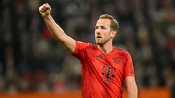 Harry Kane celebrates scoring with Bayern Munich