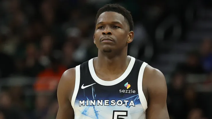Anthony Edwards #5 of the Minnesota Timberwolves during an NBA game.
