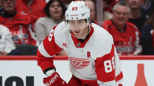 Patrick Kane #88 of the Detroit Red Wings skates against the Washington Capitals at Capital One Arena on March 18, 2025 in Washington, DC.