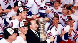 The New York Rangers celebrate their Stanley Cup championship.