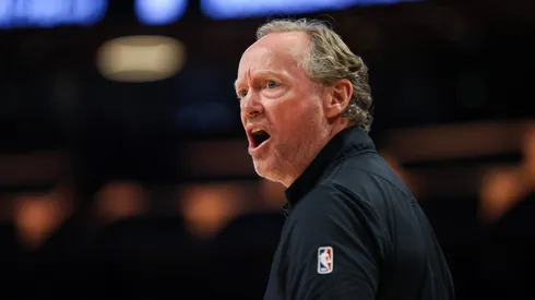 Head coach Mike Budenholzer of the Phoenix Suns reacts in the second half against the Los Angeles Lakers at Crypto.com Arena on March 16, 2025 in Los Angeles, California.