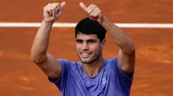 Carlos Alcaraz of Spain celebrates against Laslo Djere of Serbia during their match on day four of the Barcelona Open.