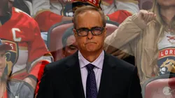 Head coach Paul Maurice of the Florida Panthers looks on during third period action against the Toronto Maple Leafs at the Amerant Bank Arena on April 8, 2025 in Sunrise, Florida.