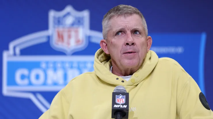 Head coach Sean Payton of the Denver Broncos speaks to the media during the NFL Scouting Combine at the Indiana Convention Center on February 25, 2025 in Indianapolis, Indiana.