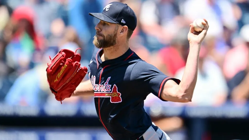 Chris Sale #51 of the Atlanta Braves delivers a pitch in the first inning against the Tampa Bay Rays on April 13, 2025 in Tampa, Florida. (Photo by Julio Aguilar/Getty Images)