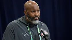 General manager Brad Holmes of the Detroit Lions speaks to the media during the NFL Scouting Combine at the Indiana Convention Center on February 25, 2025 in Indianapolis, Indiana.