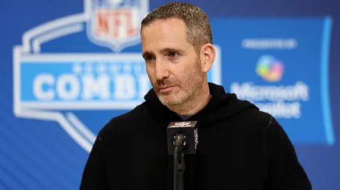 General manager Howie Roseman of the Philadelphia Eagles speaks to the media during the NFL Scouting Combine at the Indiana Convention Center on February 25, 2025 in Indianapolis, Indiana.
