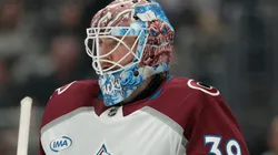 Mackenzie Blackwood #39 of the Colorado Avalanche in the second period at Crypto.com Arena on April 12, 2025 in Los Angeles, California.