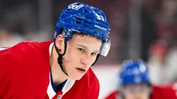 Ivan Demidov #93 of the Montreal Canadiens skates during warmups prior to the game against the Carolina Hurricanes at the Bell Centre on April 16, 2025 in Montreal, Quebec, Canada. The Montreal Canadiens defeated the Carolina Hurricanes 4-2 to clinch the last spot in the Eastern Conference playoffs.