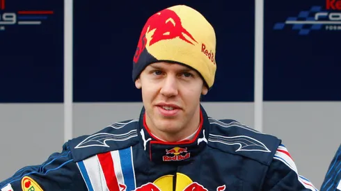 Sebastian Vettel (l) of Red Bull Racing F1 team unveil their new car the RB5 at the Circuito de Jerez on February 9, 2009 in Jerez de la Frontera, Spain.
