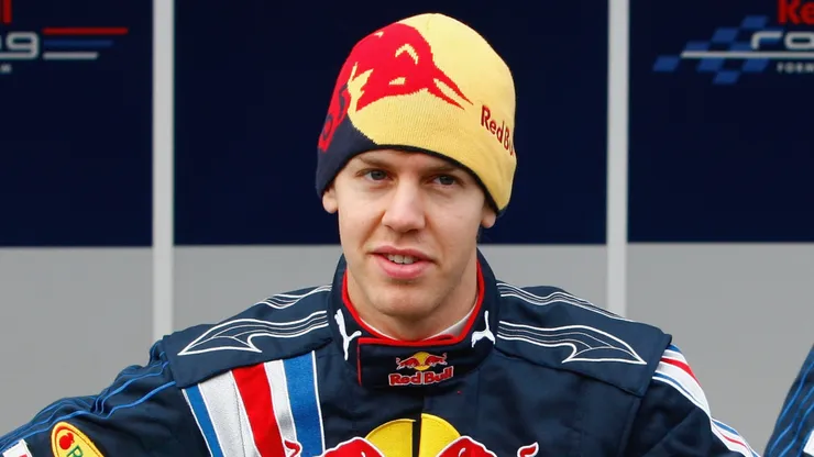 Sebastian Vettel (l) of Red Bull Racing F1 team unveil their new car the RB5 at the Circuito de Jerez on February 9, 2009 in Jerez de la Frontera, Spain.
