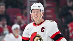 Brady Tkachuk #7 of the Ottawa Senators skates during the third period against the Montreal Canadiens at the Bell Centre on October 12, 2024 in Montreal, Quebec, Canada. The Montreal Canadiens defeated the Ottawa Senators 4-1.