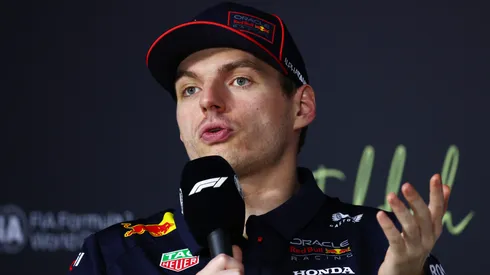Second placed Max Verstappen of the Netherlands and Oracle Red Bull Racing in the Drivers Press Conference during the F1 Grand Prix of Saudi Arabia at Jeddah Corniche Circuit on April 20, 2025 in Jeddah, Saudi Arabia.