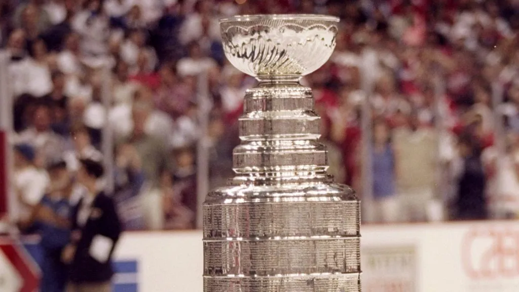 General view of the Stanley Cup trophy during the Stanley Cup Finals game between the Detroit Red Wings and the Washington Capitals in 1998. (Source: Getty Images)
