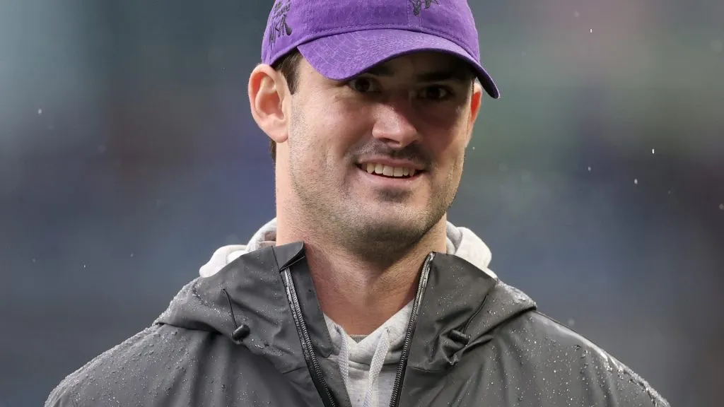 Daniel Jones #8 of the Minnesota Vikings looks on before the game against the Seattle Seahawks at Lumen Field on December 22, 2024. (Source: Steph Chambers/Getty Images)