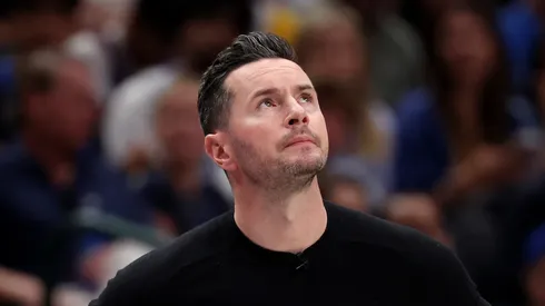 Head coach JJ Redick of the Los Angeles Lakers looks on against the Dallas Mavericks