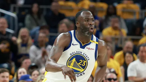 Draymond Green #23 of the Golden State Warriors dribbles the ball against the Memphis Grizzlies during the NBA play-in tournament