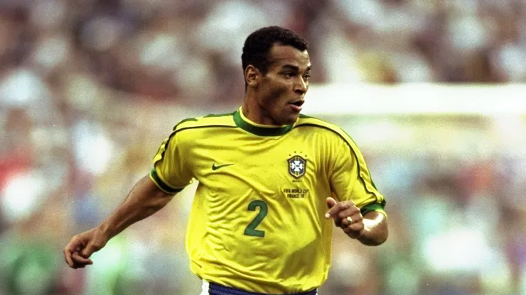 Cafu of Brazil on the ball during the World Cup Final against France at the Stade de France in St Denis.