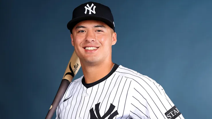 Anthony Volpe #11 of the New York Yankees poses for a portrait.