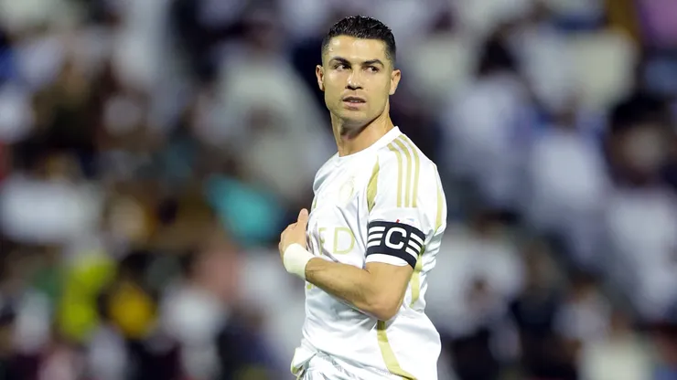 Cristiano Ronaldo of Al Nassr looks on during the Saudi Pro League match between Al Qadsiah and Al Nassr at Prince Mohamed bin Fahd Stadium on April 18, 2025 in Al Khobar, Saudi Arabia.