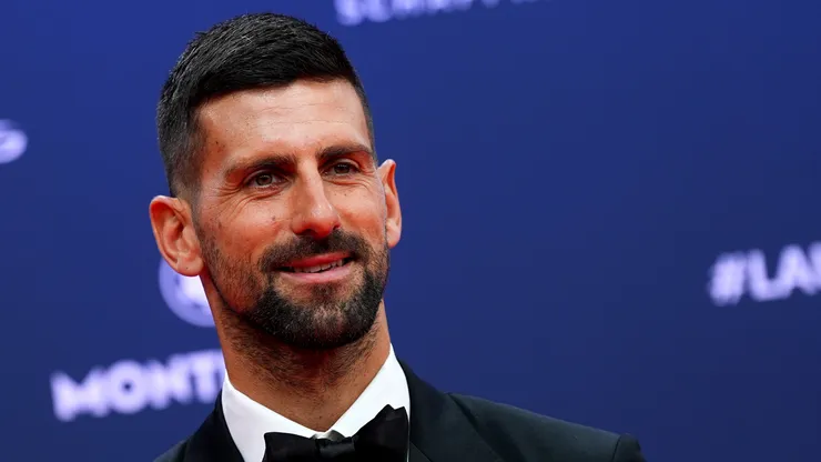 Novak Djokovic poses at the Laureus World Sports Awards Madrid 2025 at Galería de Cristal.