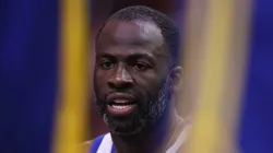 Draymond Green #23 of the Golden State Warriors on the bench during the NBA game at PHX Arena on April 08, 2025 in Phoenix, Arizona.